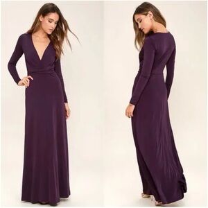 NWT Lulu’s Elegant Purple Long Sleeve Maxi Dress